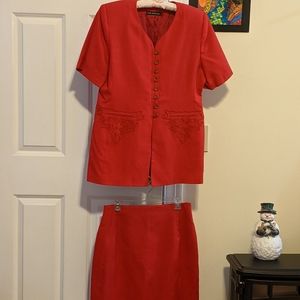 NEW Beecher Brook Red Skirt & Jacket  Suit  Size 14